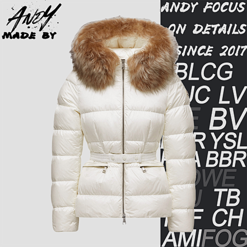 Removable Fox Fur Collar Waist-cinching Down Jacket