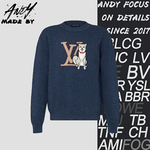 Puppy Jacquard Crew Neck Sweater