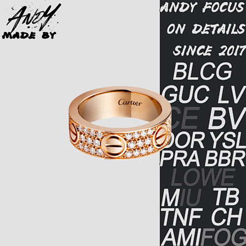 C Wide Full Diamond Ring In Rose Gold Color