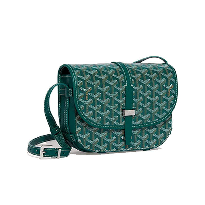Goyard Full Print Old Flower Flap Messenger Bag Green