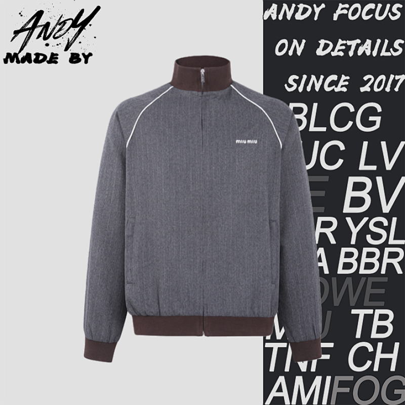 Miu Stand-up Collar Pinstripe Zip-up JacketItem ID