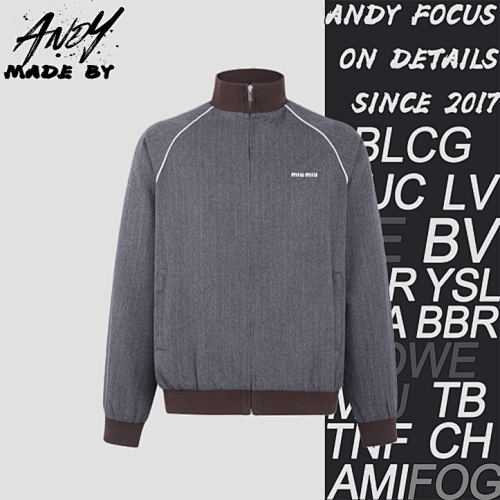 Miu Stand-up Collar Pinstripe Zip-up JacketItem ID