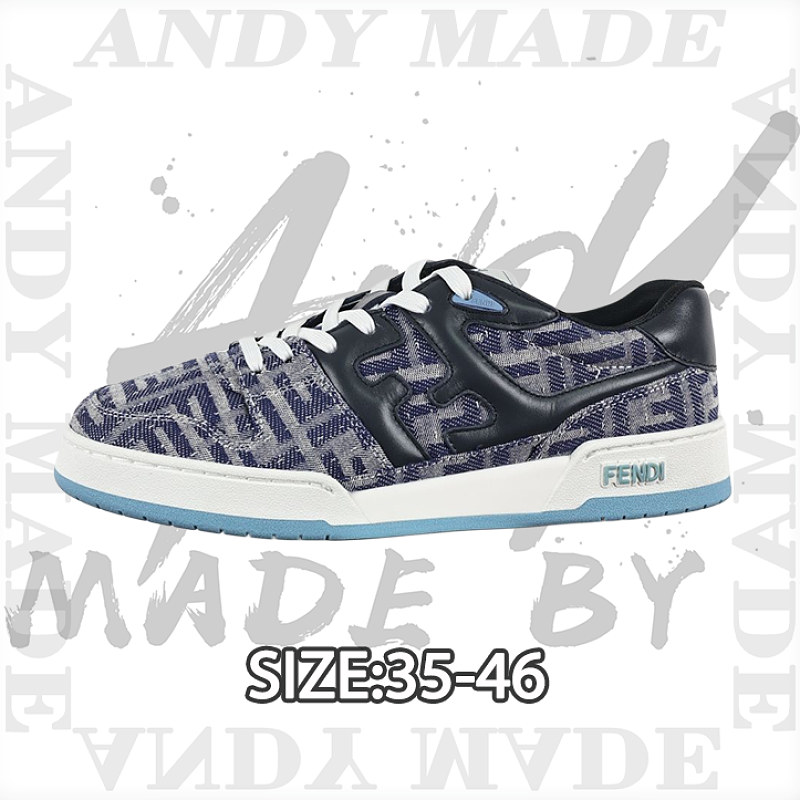 Fendi Fashion Sneakers In Denim Blue Jacquard