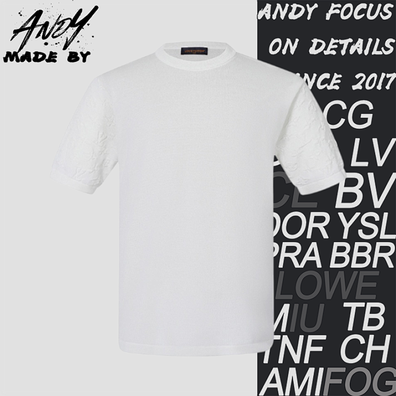 Cotton Jacquard Crew-Neck Short-Sleeve T-Shirt