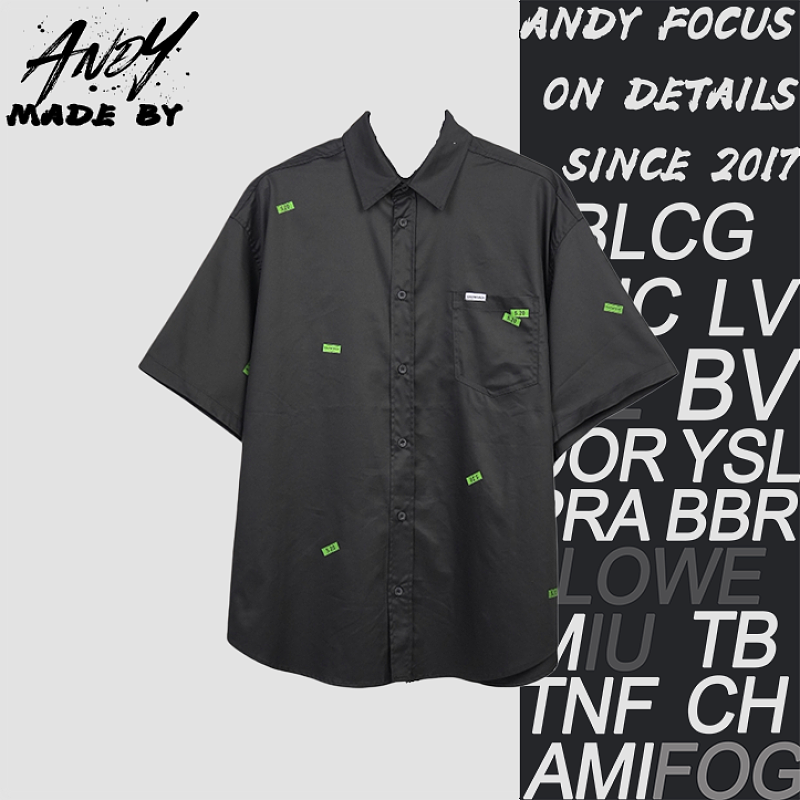 Label Sticker Print Short Sleeve Shirt