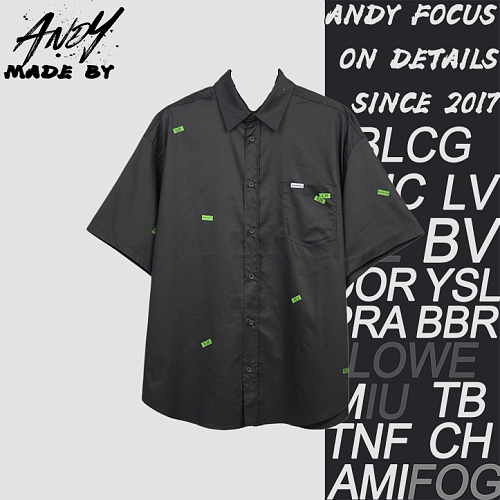 Label Sticker Print Short Sleeve Shirt