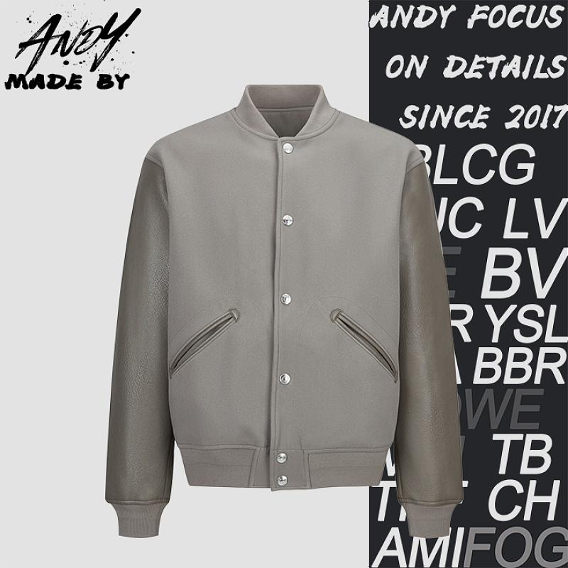 Dior Towel Embroidery Patchwork Leather Baseball Jacket