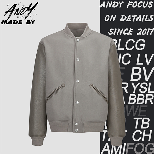 Dior Towel Embroidery Patchwork Leather Baseball Jacket