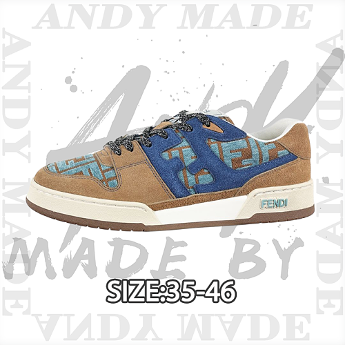 Fendi Fashion Sneakers Blue-brown Vintage Pattern