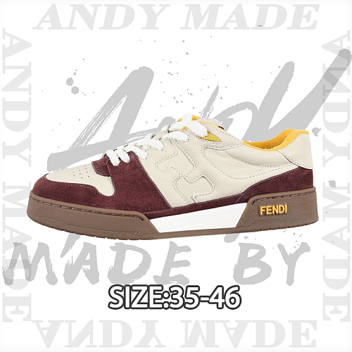 Fendi Fashion Sneakers In Maroon And White