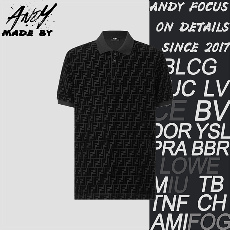 Fendi Mercerized Flocked Polo Shirt