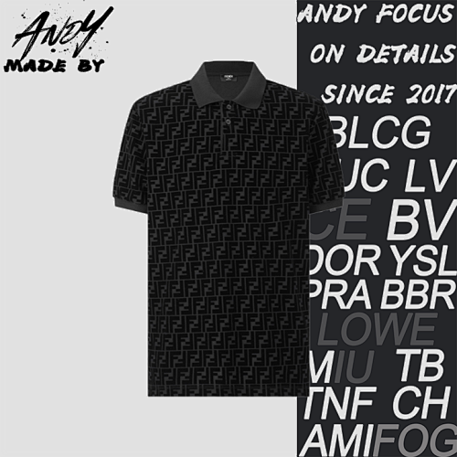 Fendi Mercerized Flocked Polo Shirt