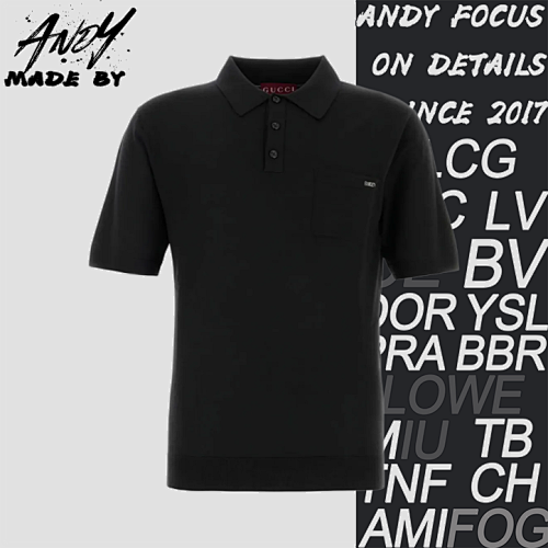 Gucci Intarsia Letter Pocket Knitted Polo Shirt