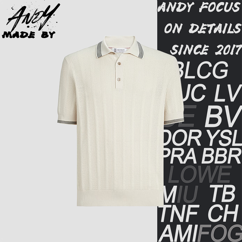 Off-White Ribbed Hem Two-Tone Knitted Polo Copy