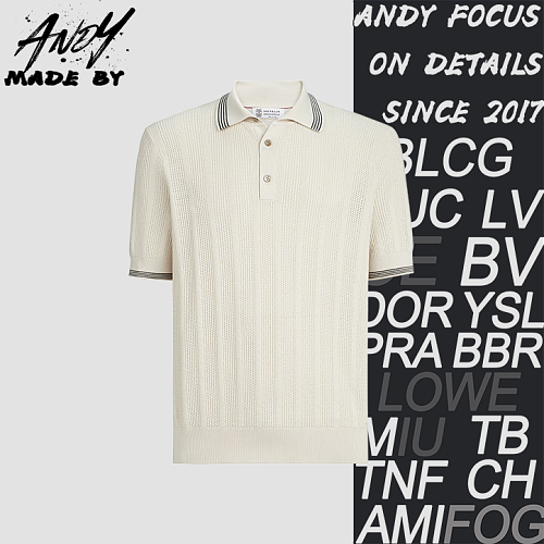 Off-White Ribbed Hem Two-Tone Knitted Polo Copy