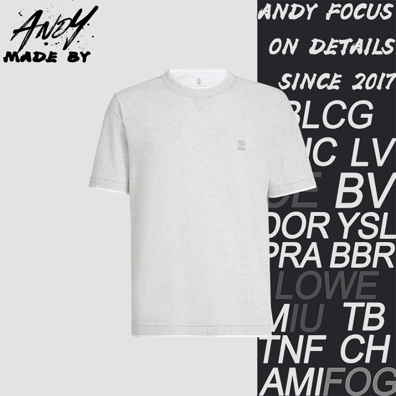 Color-Block Collar Short Sleeve - Gray And White