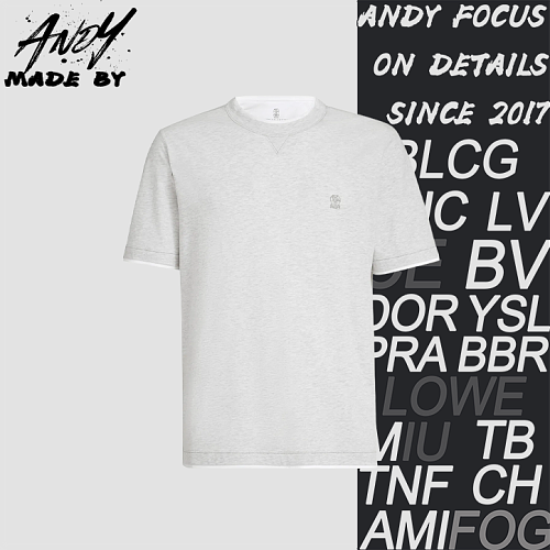 Color-Block Collar Short Sleeve - Gray And White