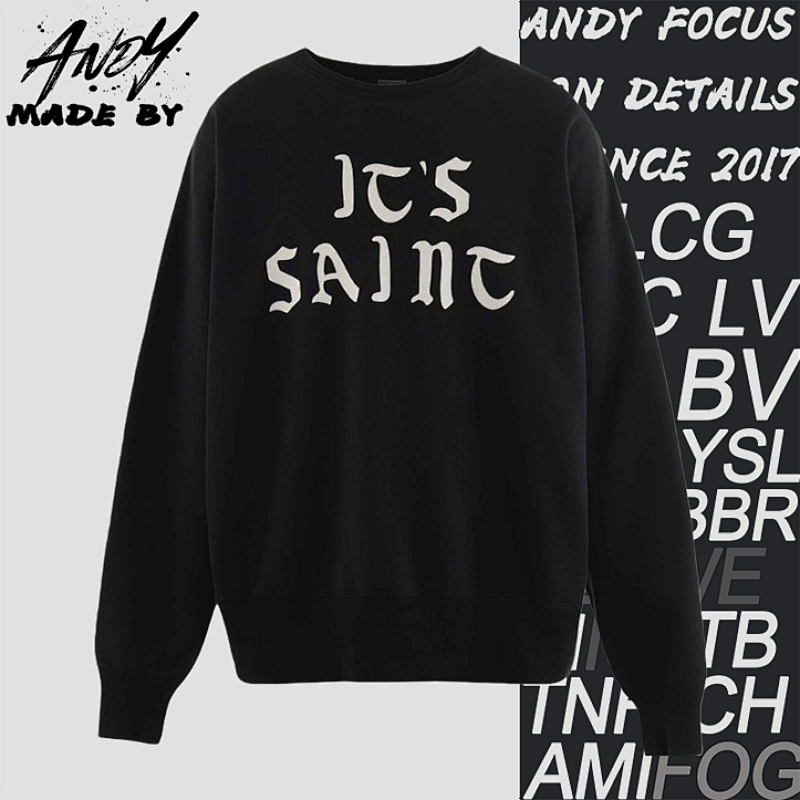 S M Gothic Flocked Letter Crewneck Sweatshirt