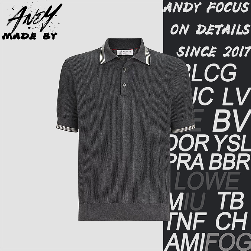 Off-White Ribbed Hem Two-Tone Knitted Polo Copy