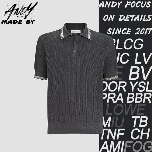 Off-White Ribbed Hem Two-Tone Knitted Polo Copy