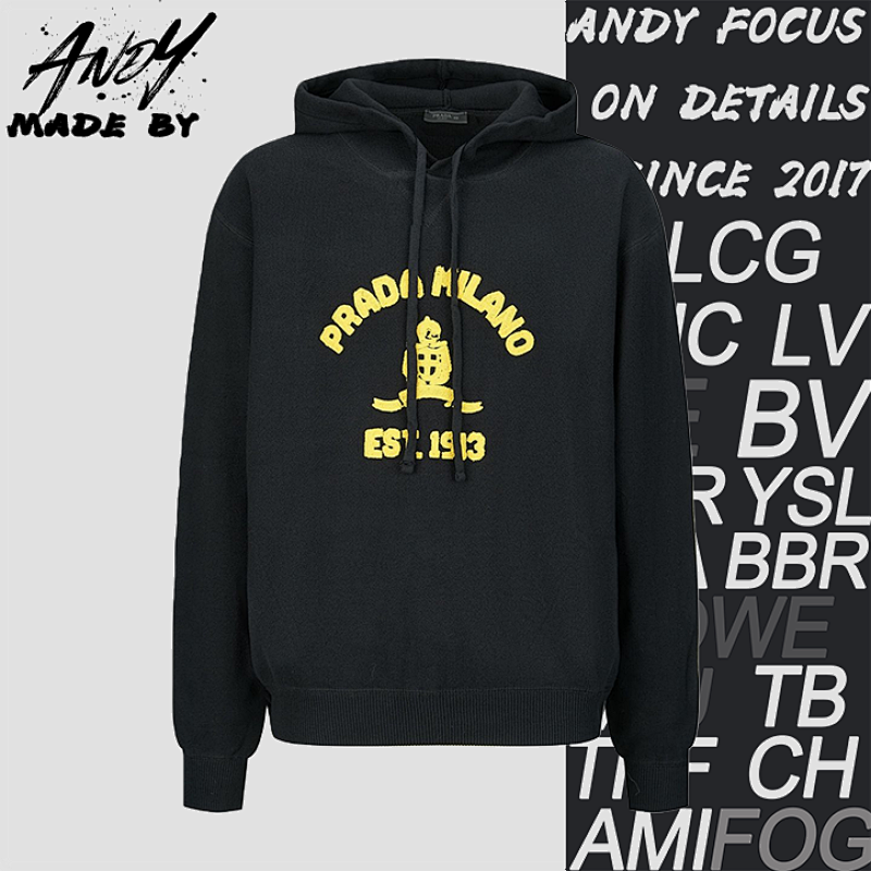 Prada Embroidered Towel Knit Hoodie