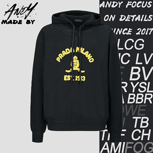 Prada Embroidered Towel Knit Hoodie
