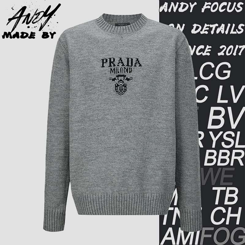 Prada Jacquard Logo Knit Pullover