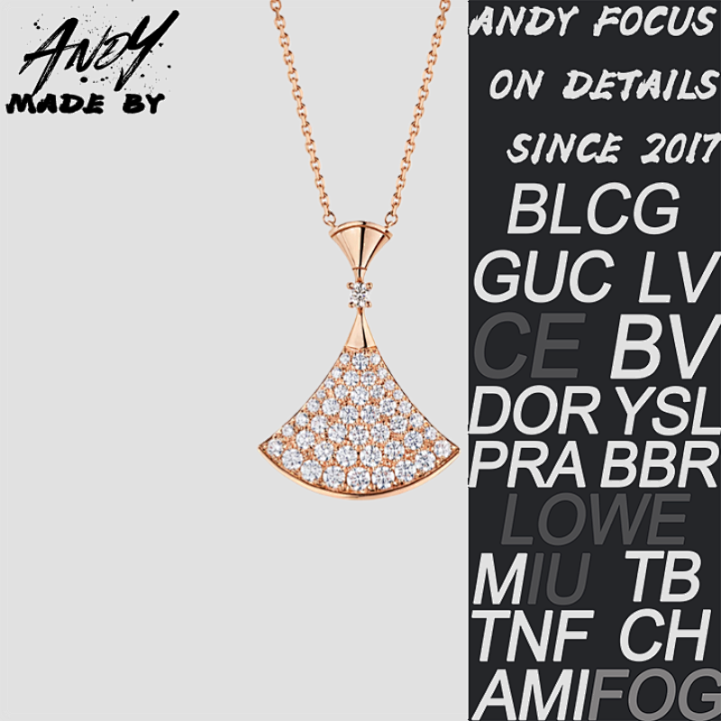 B Full Diamond Skirt Necklace Rose Gold At