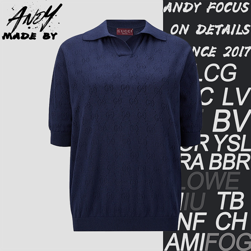 Women's Openwork Knit Polo Shirt