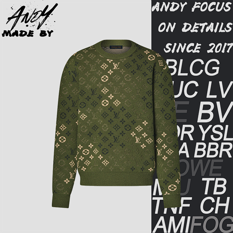 Louis Vuitton Green Camouflage Monogram Crew Neck Sweater