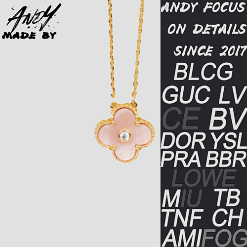Vca Classic Single Flower Clover Diamond Set Necklace Rose Gold