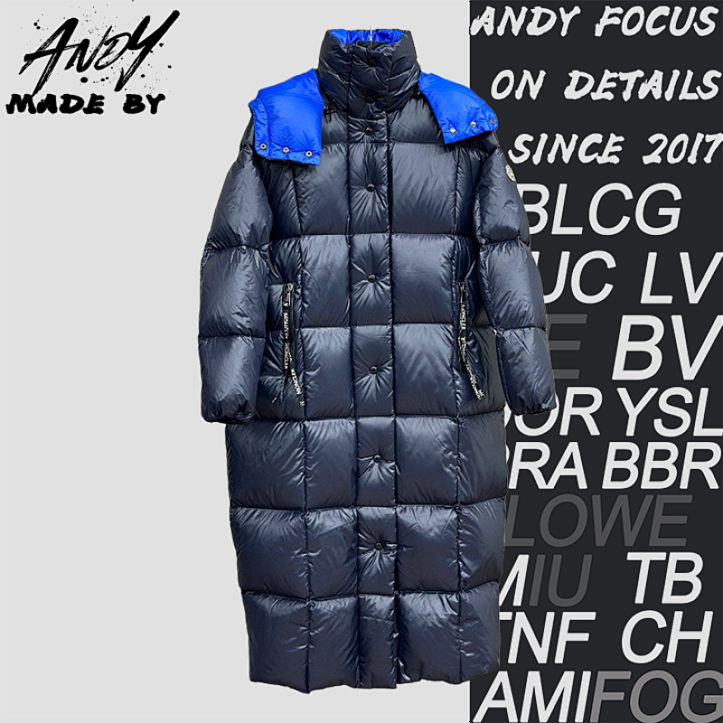 Color-blocked Long Down Jacket