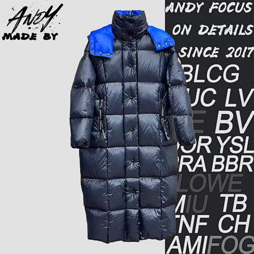 Color-blocked Long Down Jacket
