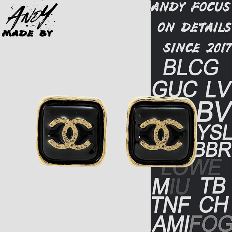 Chanel Black Square Earrings