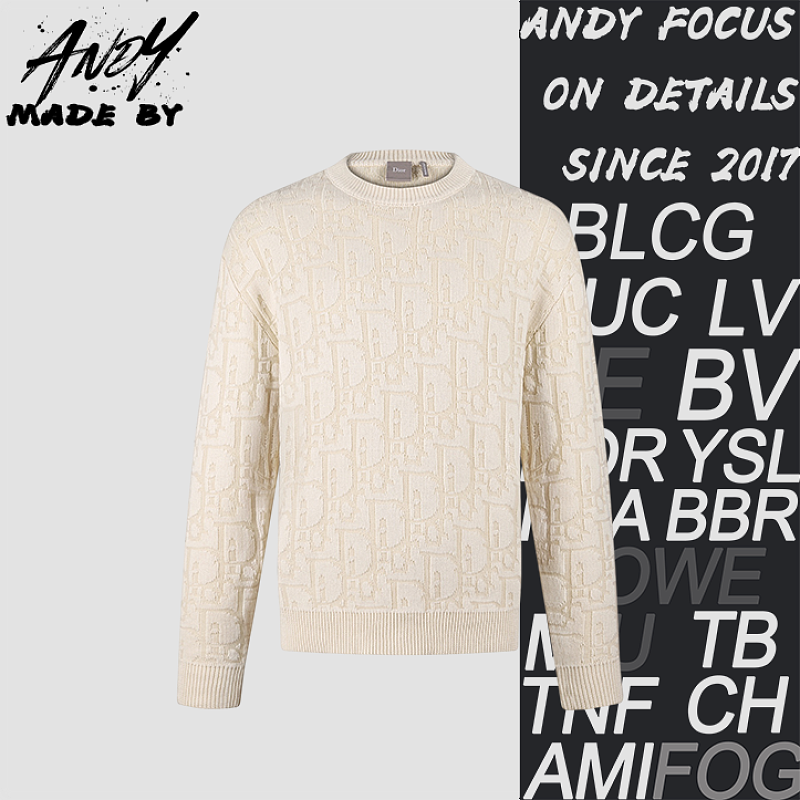 Cotton Blend Jacquard Logo Knit Sweater