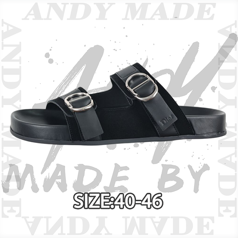 Round Toe Flat Suede Two-word Slippers Black