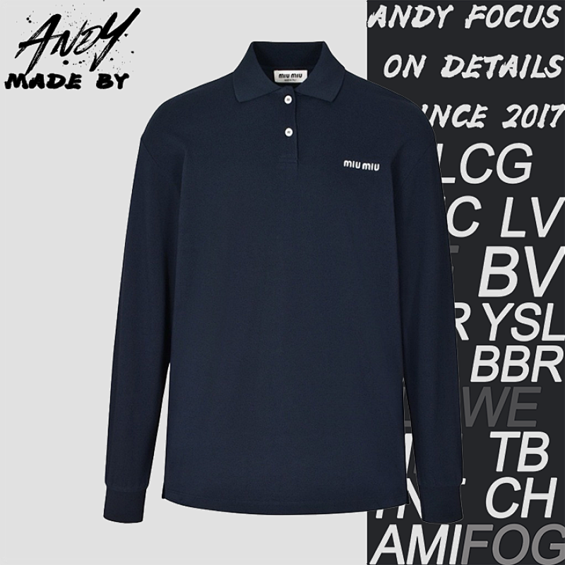 Miu Polo Long Sleeve Navy Blue