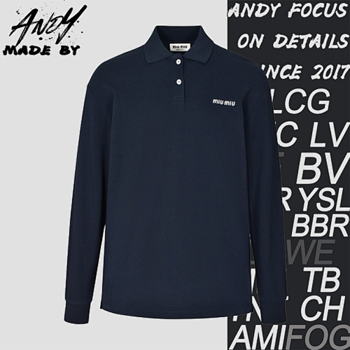 Miu Polo Long Sleeve Navy Blue