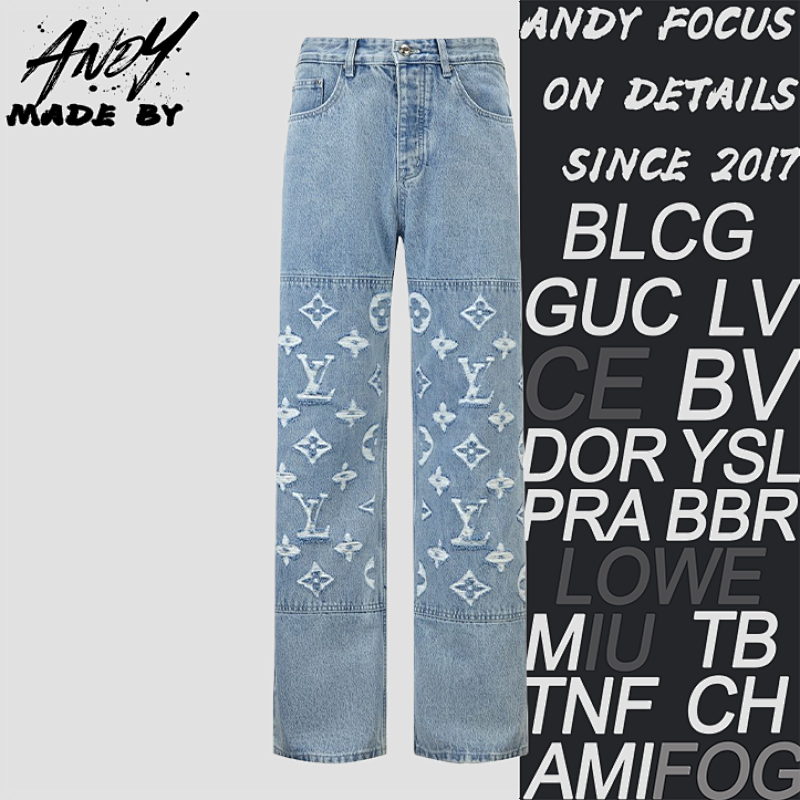 Louis Vuitton L Washed Distressed Denim TrousersItem ID
