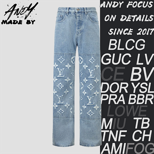Louis Vuitton L Washed Distressed Denim TrousersItem ID