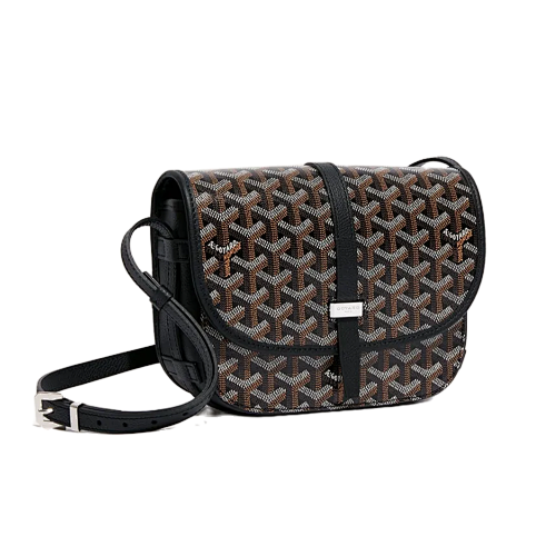 Goyard Full Print Old Flower Flap Messenger Bag Black
