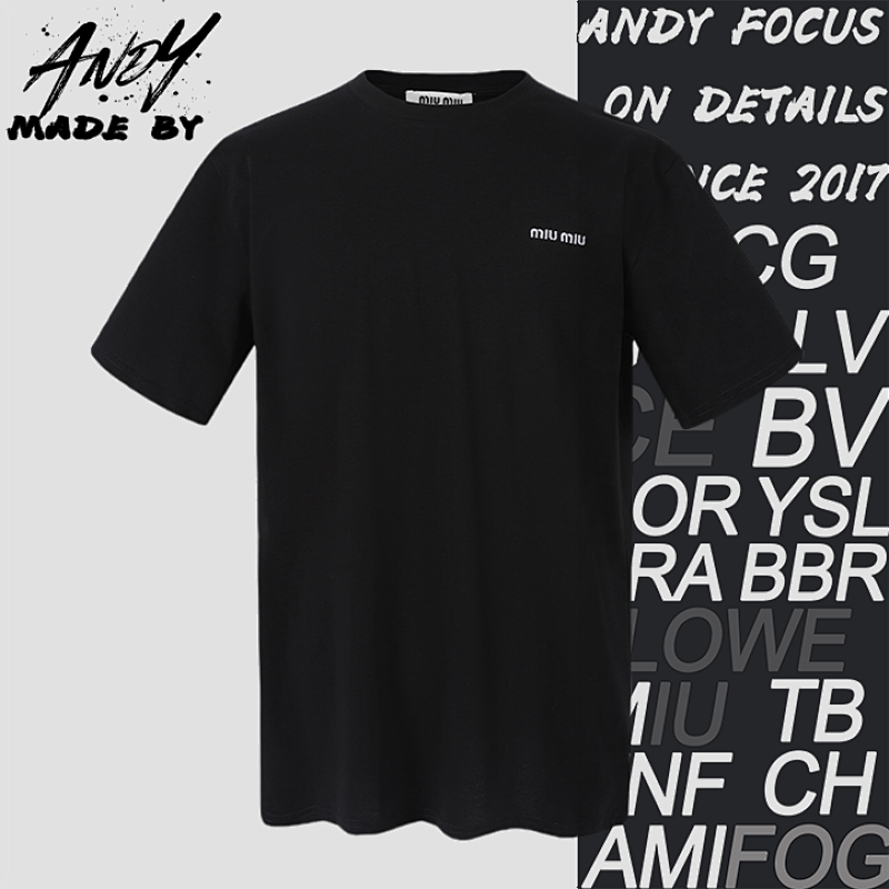 M IU Miu Embroidered Round Neck Short-sleeved T-shirt