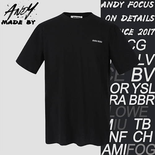 M IU Miu Embroidered Round Neck Short-sleeved T-shirt