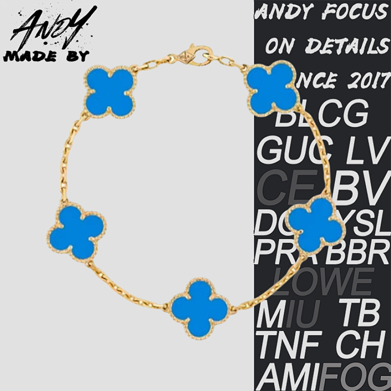 Clover Blue Jadeite Bracelet Rose Gold