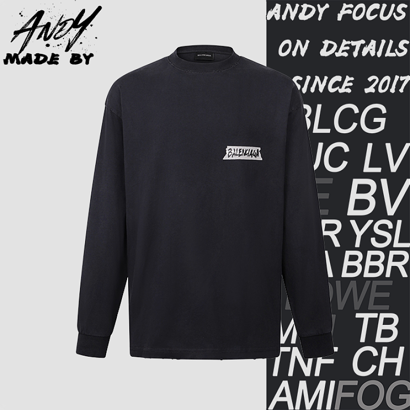 Balenciaga Blcg Masking Tape Printed Long-Sleeve T-Shirt