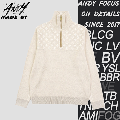 Monogrammed Jacquard Half-zip Sweater
