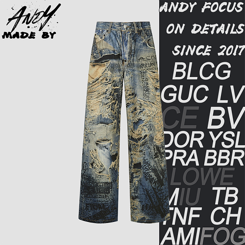 Acne Studios Optical Print Denim Jeans
