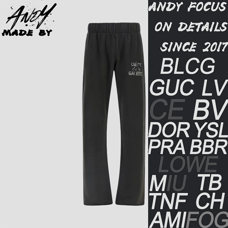 Distressed French-Print Flared Trousers