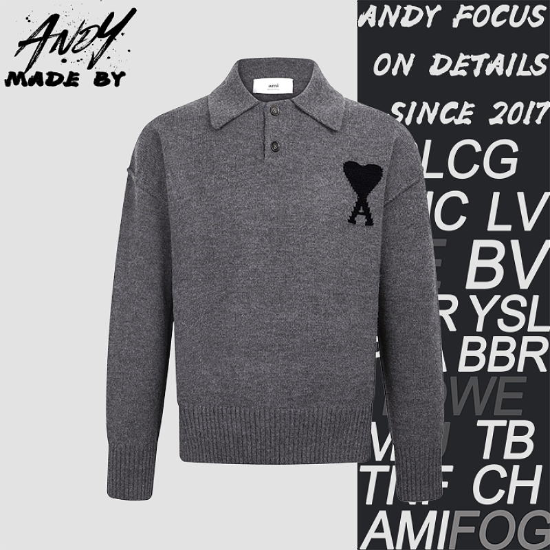 Wool Heart Logo Polo Sweater