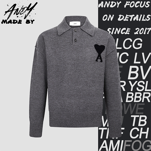 Wool Heart Logo Polo Sweater